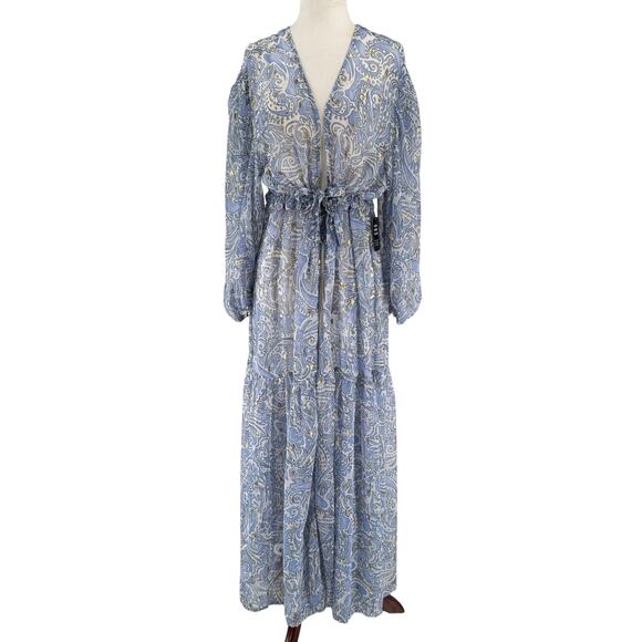 Express Swim Cover Up Womens XL Sheer Full Length Beach Yacht Sheer Tiered NWT - Picture 1 of 9